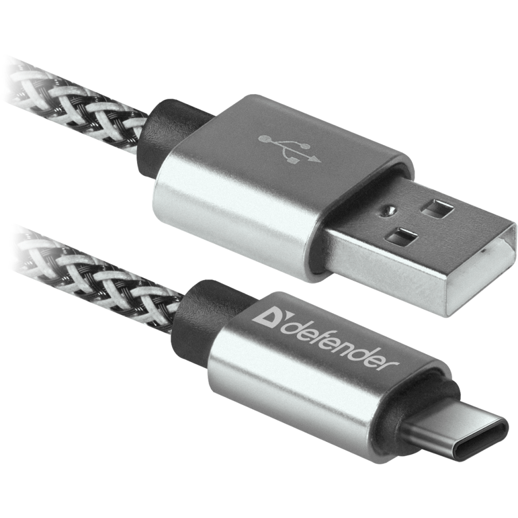 USB-kaapeli USB09-03T PRO USB2.0 Valkoinen, AM-Type-C, 1m, 2.1A - USB-kaapeli - Defender Finland