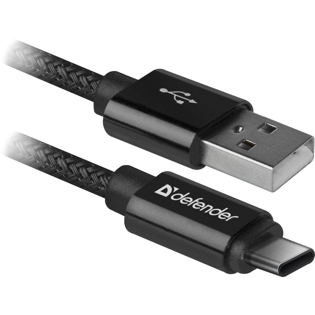 USB-kaapeli USB09-03T PRO USB2.0 Musta, AM-С Type, 1m, 2.1A - USB-kaapeli - Defender Finland